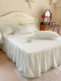 Load image into Gallery viewer, Ins fairy white 100 cotton bed four-piece set girl heart lace edge quilt cover Internet celebrity princess windbed skirt