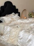 Load image into Gallery viewer, French fairy gas romantic jacquard cotton long-staple cotton four-piece set pure cotton lace edge bed cover quilt cover princess wind bedding