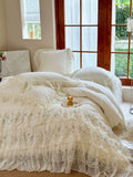 Load image into Gallery viewer, French cream lace four-piece cotton high-end winter polished bed sheet girl princess pure cotton quilt cover