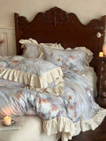 Load image into Gallery viewer, Autumn and winter retro princess style cotton polished four-piece set thickened warm romantic flower quilt cover pure cotton bedding