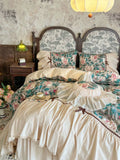 Load image into Gallery viewer, French retro 100 pure cotton four-piece cotton romantic princess wind lotus leaf lace quilt cover girl heart bed skirt 4