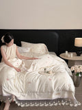 Load image into Gallery viewer, French Romantic Flower Embroidery Ultra Soft Tencel Cotton Bed Four-piece Set Lace Lace Quilt Cover Soft Naked Bedding