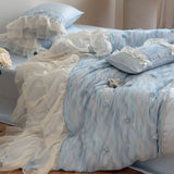 Load image into Gallery viewer, French romantic three-dimensional flower long-staple cotton four-piece set, lace lace quilt cover, pure cotton girl's heart bed sheet, bedding