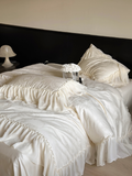 Load image into Gallery viewer, Premium French lace edge four-piece set of pure cotton 100 pcs cotton satin jacquard quilt cover sheets bedding