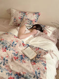 Load image into Gallery viewer, Lanxu Home Textiles French Retro Double Yarn Four-piece Set Cotton Bow Lace Quilt Cover Girl's Heart Bedding