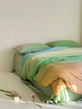 Load image into Gallery viewer, Advanced texture gradual change Lenzing Tencel four-piece set summer cool sleeping naked ice silk double-sided silky quilt cover bedding 4