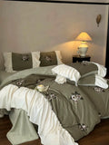 Load image into Gallery viewer, French retro style autumn and winter milk fleece four-piece thermal bed sheet flannel coral fleece double-sided fleece quilt cover bedding