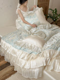 Load image into Gallery viewer, French romantic small fresh jacquard spring and summer tencel cotton four-piece set silky lace lace quilt cover princess wind bedding