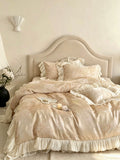 Load image into Gallery viewer, French romantic cotton long-staple cotton four-piece set rose jacquard glazed yarn lace quilt cover pure cotton fairy bed cover