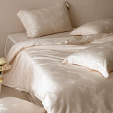 Load image into Gallery viewer, Lanxu Home Textiles Light Luxury Lenzing Tencel Four-piece Feather Jacquard Quilt Cover Summer Cool Ice Silky Sleeping Naked Bedding