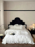 Load image into Gallery viewer, French romantic satin long-staple cotton white four-piece set, high-grade pure cotton lace bed skirt, cotton princess style bedding