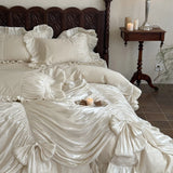 Load image into Gallery viewer, Edinburgh Dream — French Vintage Princess Bedding Set | 100% Cotton Ruffle Bed Skirt 4-Piece Set