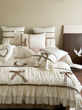Load image into Gallery viewer, Vintage French Princess Style Premium Tencel Four-piece Girl Ice Silky Naked Sleeping Quilt Cover Sheets Bedding