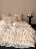 Load image into Gallery viewer, French girl princess style cotton long-staple cotton four-piece set three-dimensional love flower pure cotton quilt cover fairy bed skirt