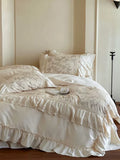 Load image into Gallery viewer, French pastoral girl's heart cotton four-piece romantic flower hollow lace quilt cover princess windbed skirt