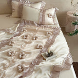 Load image into Gallery viewer, Lanxu Home Textiles French three-dimensional flower summer cool quilt four-piece cool feeling silky smooth sleeping naked air conditioner thin quilt