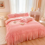 Load image into Gallery viewer, Ins fairy white 100 cotton bed four-piece set girl heart lace edge quilt cover Internet celebrity princess windbed skirt