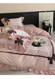 Load image into Gallery viewer, French girl heart 100 pcs satin long-staple cotton four-piece set cotton pure cotton bow princess style bed sheet quilt cover 4