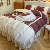 Load image into Gallery viewer, French retro 100 pure cotton four-piece cotton romantic princess wind lotus leaf lace quilt cover girl heart bed skirt 4