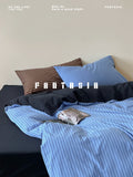 Load image into Gallery viewer, Nordic Bauhaus style blue stripes cotton washed cotton four-piece cotton sheets