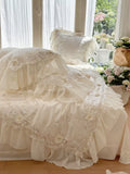 Load image into Gallery viewer, French princess style solid color lace thin quilt Tencel summer cool quilt four-piece summer air conditioner quilt machine washable