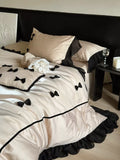 Load image into Gallery viewer, French romantic princess style three-dimensional bow cotton long-staple cotton four-piece set pure cotton satin girl lace quilt cover