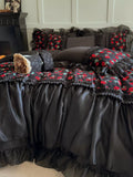 Load image into Gallery viewer, French retro cotton long-staple cotton bed skirt four-piece romantic flower lace edge quilt cover princess style high-end bedding