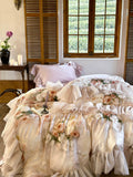 Load image into Gallery viewer, French romantic flower tencel cotton four-piece set spring and summer cool retro style printing and dyeing silky quilt cover bedding