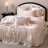 Load image into Gallery viewer, French premium cotton satin long-staple cotton four-piece set pure cotton retro princess windbed cover heavy industry court bedding