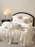 Load image into Gallery viewer, French premium cotton satin long-staple cotton four-piece set pure cotton retro princess windbed cover heavy industry court bedding
