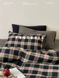 Load image into Gallery viewer, FANTASIA set dream planet universal in all seasons, American apartment retro plaid cotton double-layer yarn four-piece cotton bed sheet