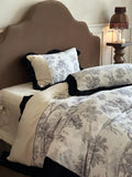 Load image into Gallery viewer, Winter thickened double-sided milk fleece four-piece set French retro warm niche printed quilt cover fleece lace bedding