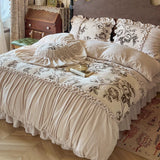 Load image into Gallery viewer, Winter cute girl milk fleece thickened four-piece set pleated lace fleece coral fleece quilt cover princess windbed skirt