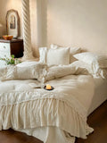 Load image into Gallery viewer, French girl retro linen cotton and linen four-piece set of pure cotton embroidery simple wind soft quilt cover breathable bedding