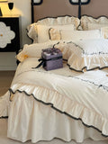 Load image into Gallery viewer, French cream lace bed skirt four-piece cotton high-end quilt cover bed sheet princess pure cotton bed quilt cover