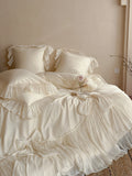 Load image into Gallery viewer, French romantic girl cotton long-staple cotton bed cover four-piece set retro lace quilt cover premium bedding fairy