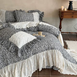 Load image into Gallery viewer, French retro cotton double yarn four-piece set heavy industry embroidery lotus leaf lace soft cotton quilt cover bed sheet bedding