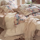 Load image into Gallery viewer, Lanxu Home Textiles French Retro Double Yarn Four-piece Set Cotton Bow Lace Quilt Cover Girl's Heart Bedding