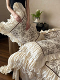 Load image into Gallery viewer, French light luxury princess style cotton four-piece set retro pleated lace premium quilt cover sheets pure cotton bedding