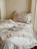 Load image into Gallery viewer, French pastoral girl's heart cotton four-piece romantic flower hollow lace quilt cover princess windbed skirt
