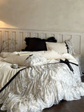 Load image into Gallery viewer, French niche cotton polished bed four-piece set of pure cotton romantic lotus leaf lace quilt cover girl princess bed skirt