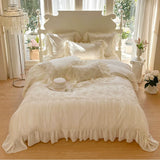 Load image into Gallery viewer, French girl heart princess style lace chiffon lace four-piece set long-staple cotton pure cotton bedding sheets