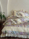 Load image into Gallery viewer, French Girl Pastoral Flowers Summer Tencel Cotton Four-piece Sheet Oil Painting Printing Vintage Niche Bedding