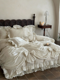 Load image into Gallery viewer, Edinburgh Dream — French Vintage Princess Bedding Set | 100% Cotton Ruffle Bed Skirt 4-Piece Set