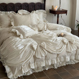 Load image into Gallery viewer, Edinburgh Dream — French Vintage Princess Bedding Set | 100% Cotton Ruffle Bed Skirt 4-Piece Set