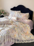 Load image into Gallery viewer, French high-end cotton four-piece set, pure cotton romantic lace oil painting quilt cover princess windbed skirt bed sheet