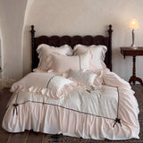 Load image into Gallery viewer, French Romantic Tencel Cotton Four-piece Princess Wind Jacquard Chiffon Lace Quilt Cover Silky Sleeping Naked Girl Heart Sheet