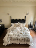 Load image into Gallery viewer, French light luxury retro lace Lenzing Tencel bed four-piece oil painting cool feeling sleeping naked quilt cover bed sheet hat