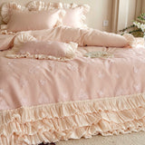 Load image into Gallery viewer, French romantic girl heart long-staple cotton four-piece set butterfly lace lace quilt cover princess style pure cotton bed skirt bedding
