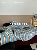 Load image into Gallery viewer, FANTASIA Collection Dream Planet [Belfast] Class A Blue Stripe Knitted Cotton Four-piece Cotton Sheet